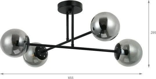 Brilagi - MALIVA felületre szerelhető csillár 4xE14/15W/230V fekete/füstszínű