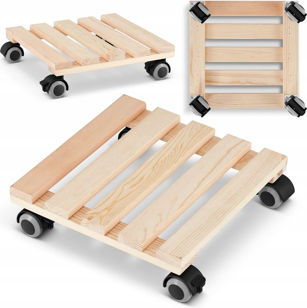 Négyzet alakú fa állvány virágtartók virágtartó bútor platform kerekek