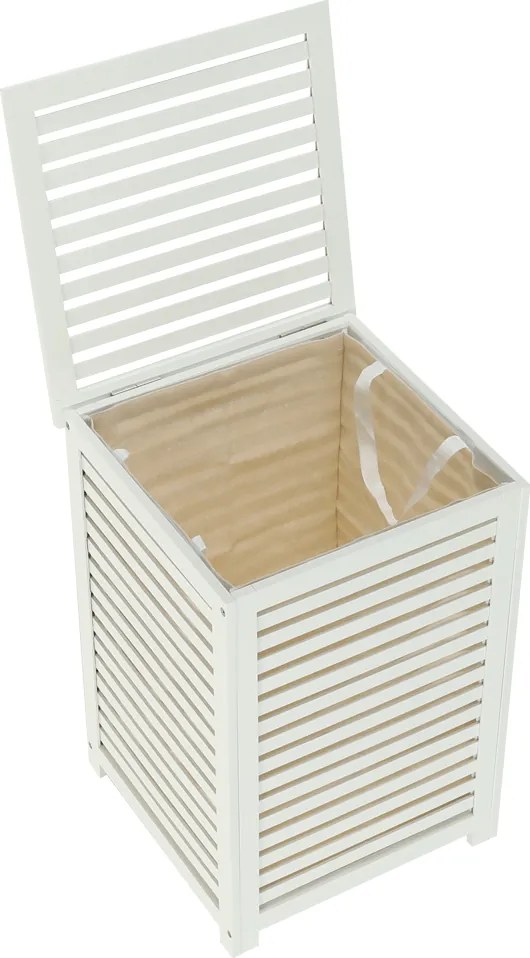 Szennyestartó kosár, lakkozott, banbusz/féher/bézs, BASKET