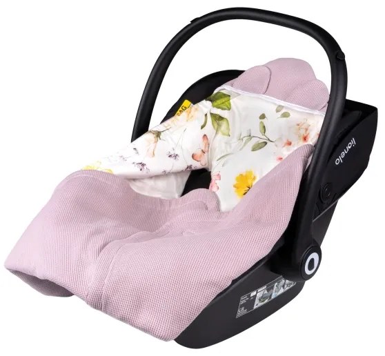 Lionelo - TRAVEL SWADDLE 90x90 cm autósülésbe való pólya Pink Flower