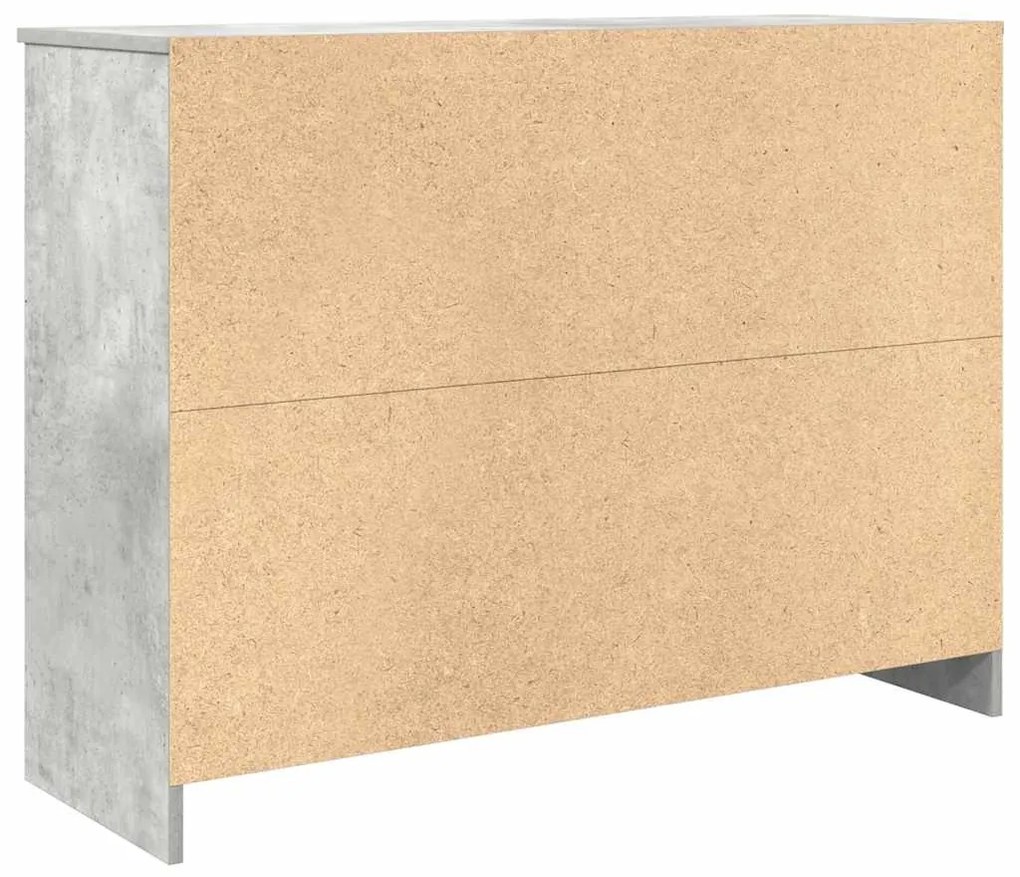 betonszürke szerelt fa tálalószekrény fiókos 101x35x76 cm