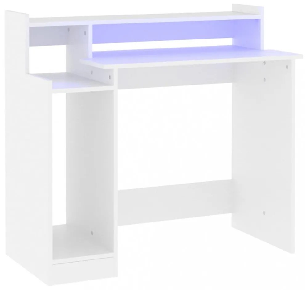 fehér szerelt fa íróasztal LED-ekkel 97 x 45 x 90 cm