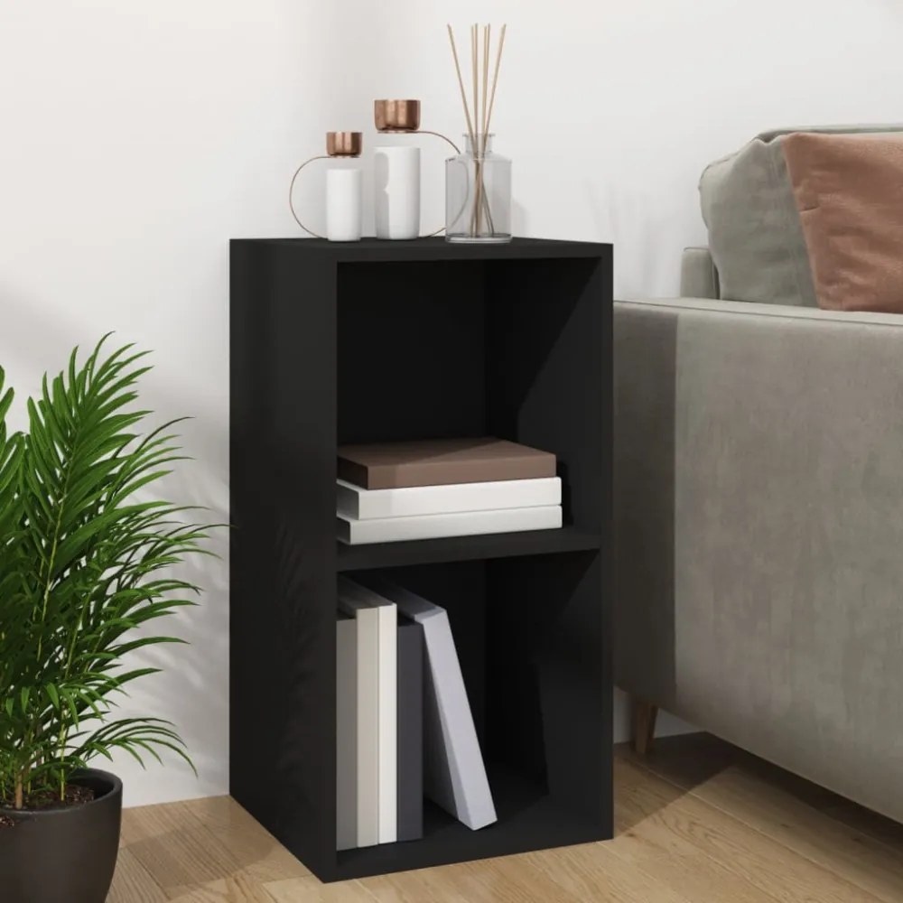 fekete szerelt fa lemeztároló doboz 71 x 34 x 36 cm