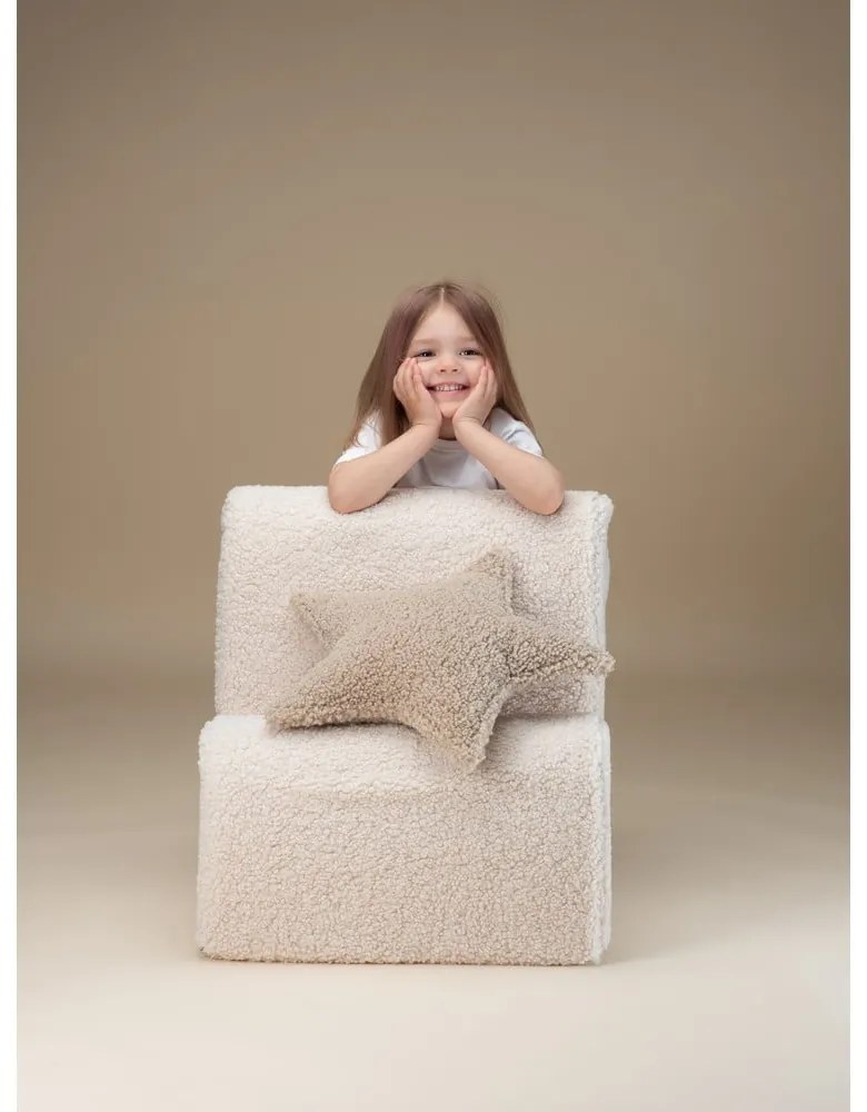 Krémszínű buklé gyerek fotel Cloud – Wigiwama