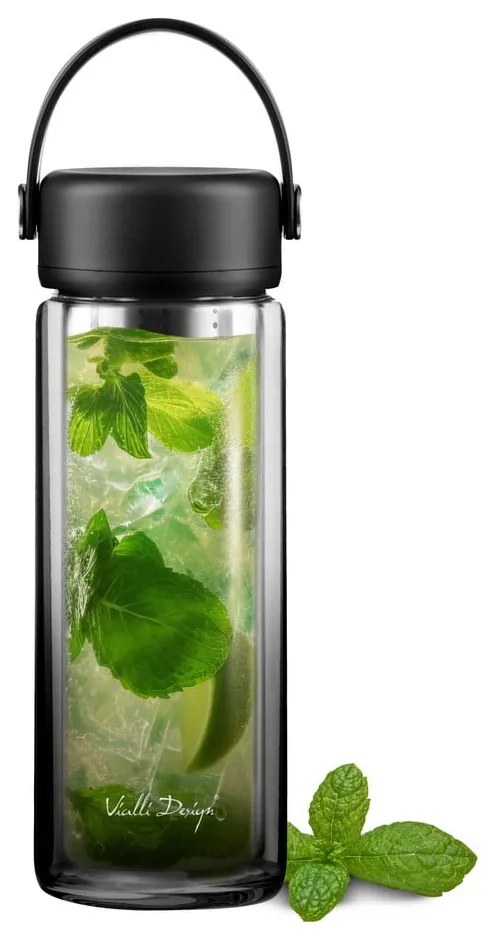 Fekete üveg ivópalack 350 ml Fuori – Vialli Design
