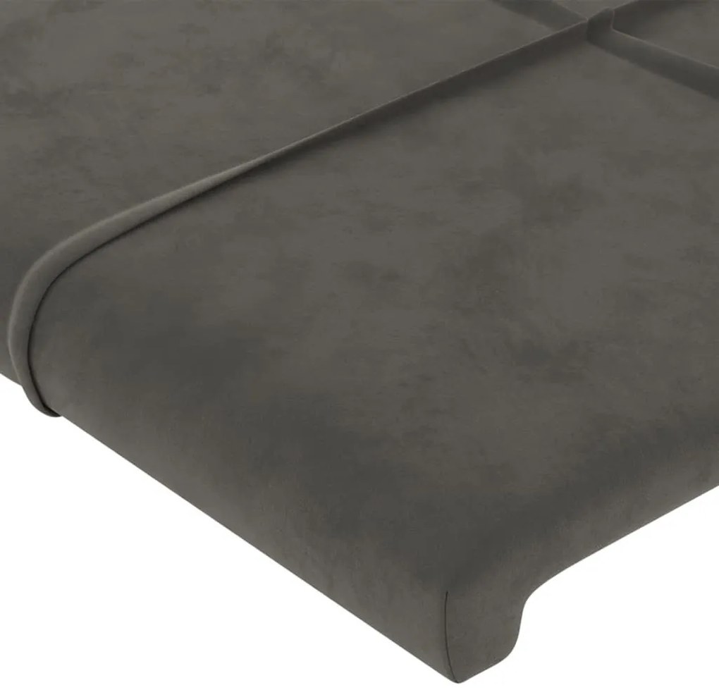 sötétszürke bársony LED-es fejtámla 83x16x118/128 cm