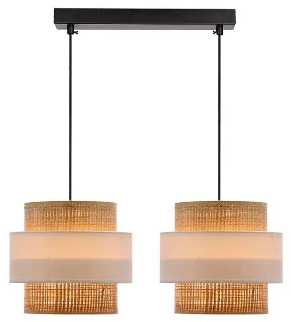 Fehér-natúr színű függőlámpa rattan búrával ø 20 cm Rattan – Candellux Lighting