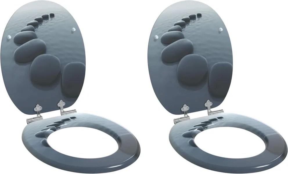 Lágy záródású WC ülőke 2 pcs Szürke 44 x 38 cm MDF lap