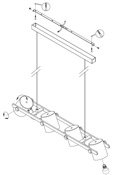 Eglo 43425 - Csillár zsinóron HORNWOOD 1 4xE27/28W/230V