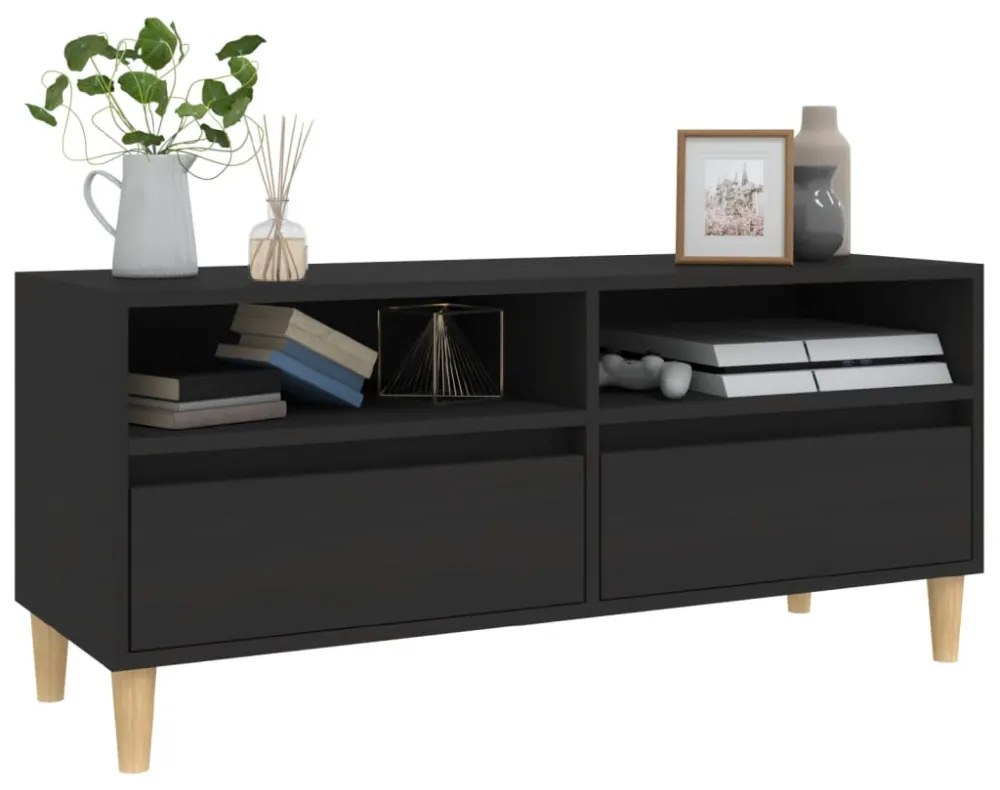 fekete szerelt fa TV-szekrény 100 x 34,5 x 44,5 cm