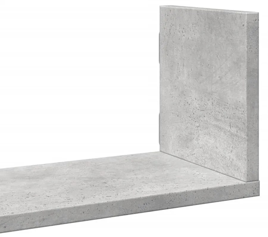 3 db betonszürke szerelt fa fali polc 80 x 18 x 18 cm