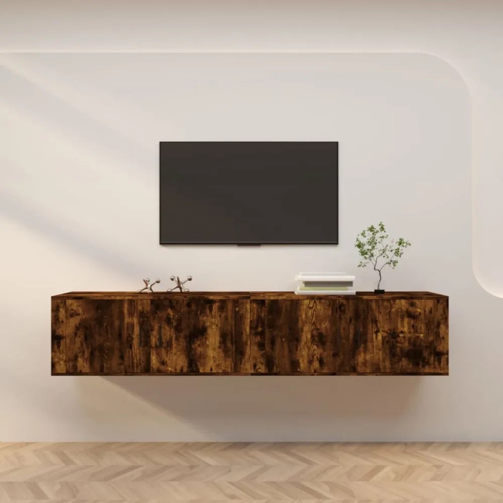 2 db füstös tölgy színű fali TV-szekrény 100 x 34,5 x 40 cm