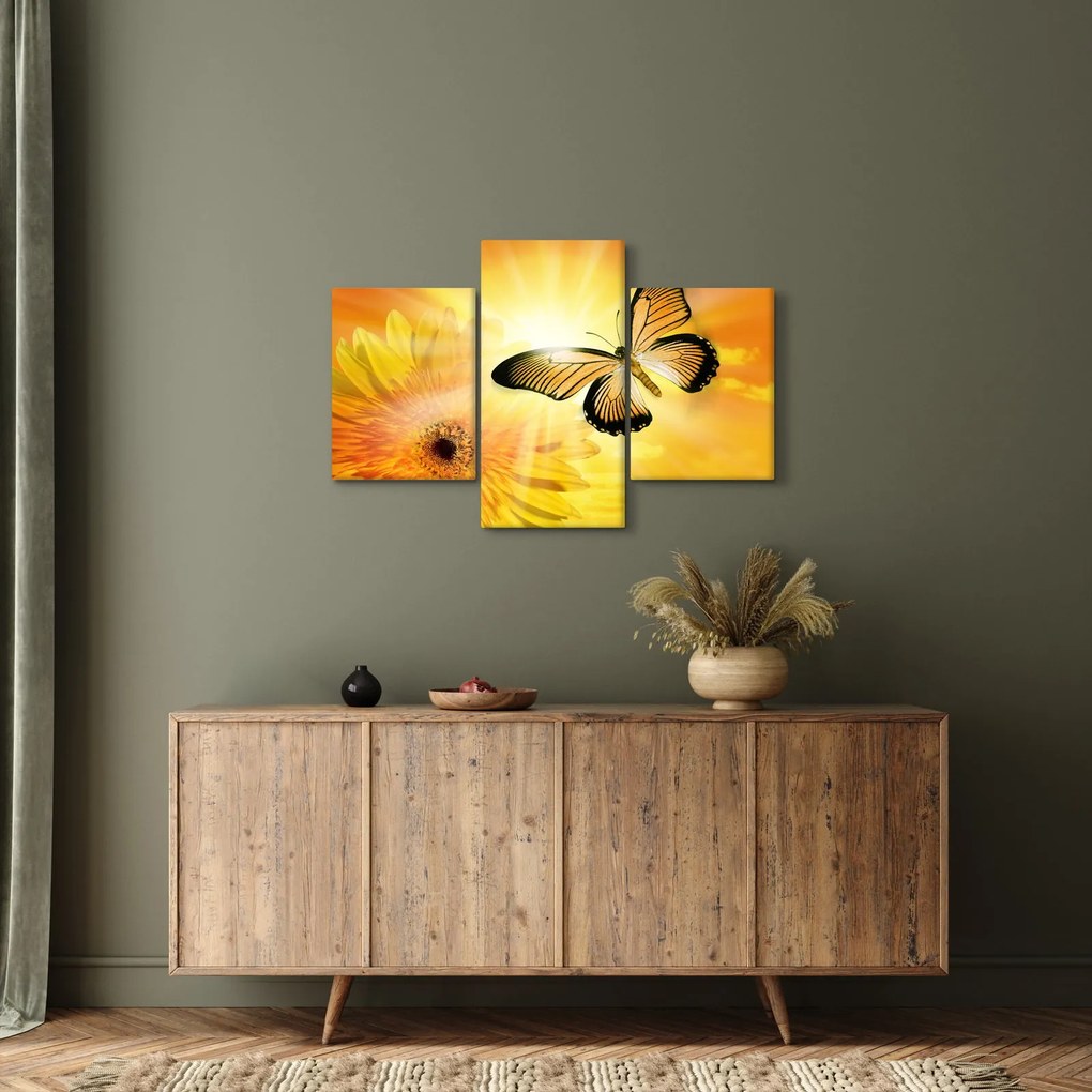 Kép - Sárga pillangó virággal (90x60 cm)