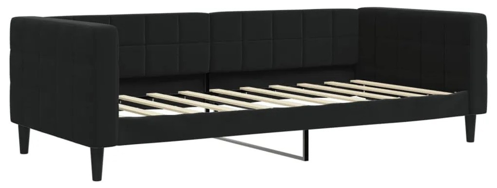 fekete kihúzható bársonyheverő 90 x 190 cm
