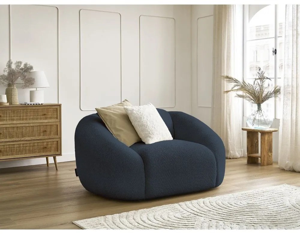 Sötétkék buklé fotel Tina – Bobochic Paris