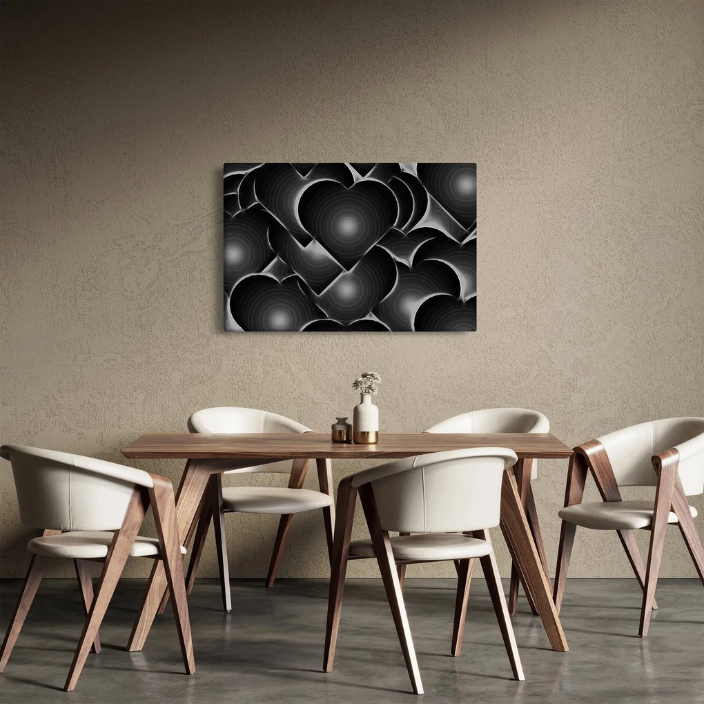 Fekete-fehér szív képe (90x60 cm)