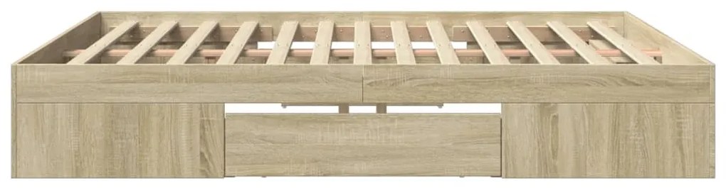 sonoma tölgyszínű szerelt fa ágykeret matrac nélkül 200x200 cm
