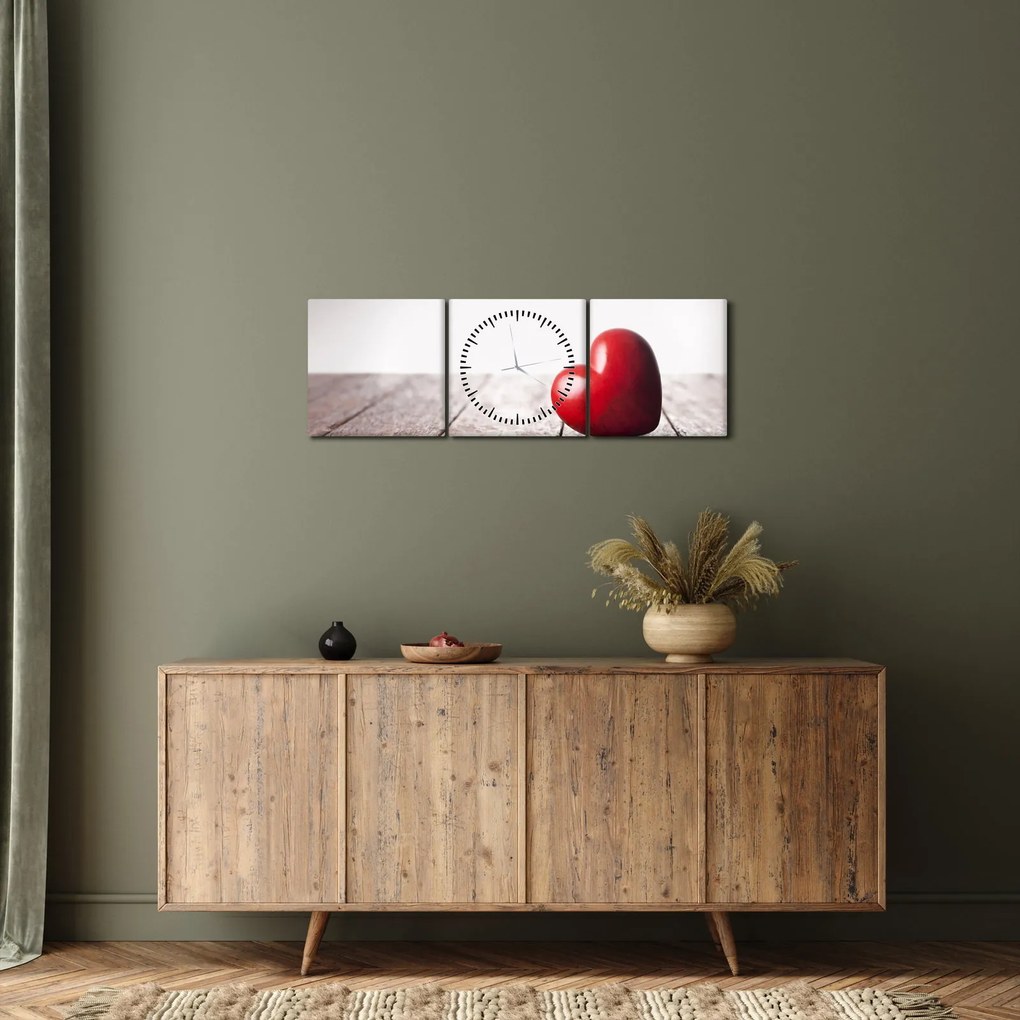 Egy fából készült szív képe (órával) (90x30 cm)