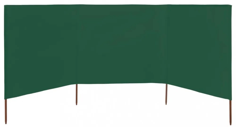 3 paneles zöld szövet szélfogó 400 x 80 cm