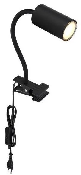 Globo 57911KB - Rugalmas lámpa klipsszel ROBBY 1xGU10/25W/230V fekete