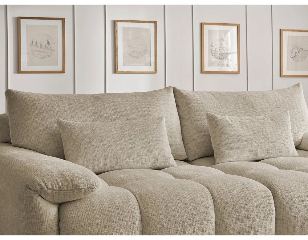 Bézs zsenília kanapé 264 cm Ivane – Bobochic Paris