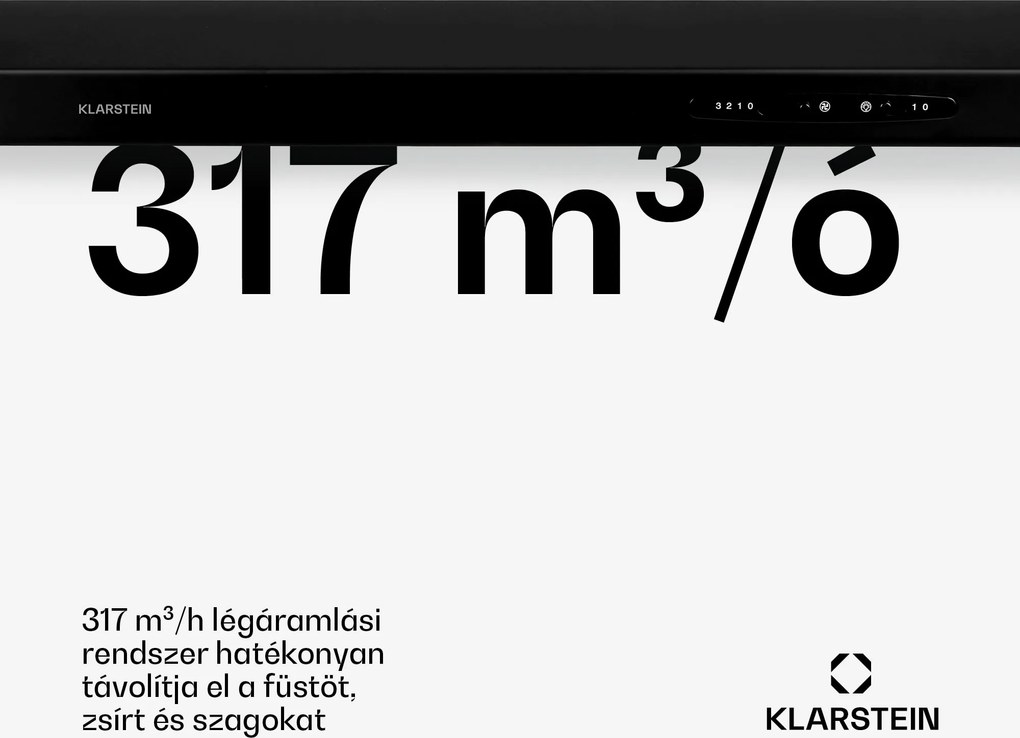 Klarstein UW60BL, páraelszívó, 317 m³/ó, 60 cm, fekete