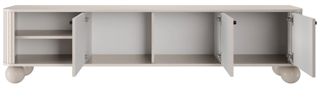 Vesper TV-szekrény 187 cm háromajtós - kasmír / fekete fogantyú / gömb lábak
