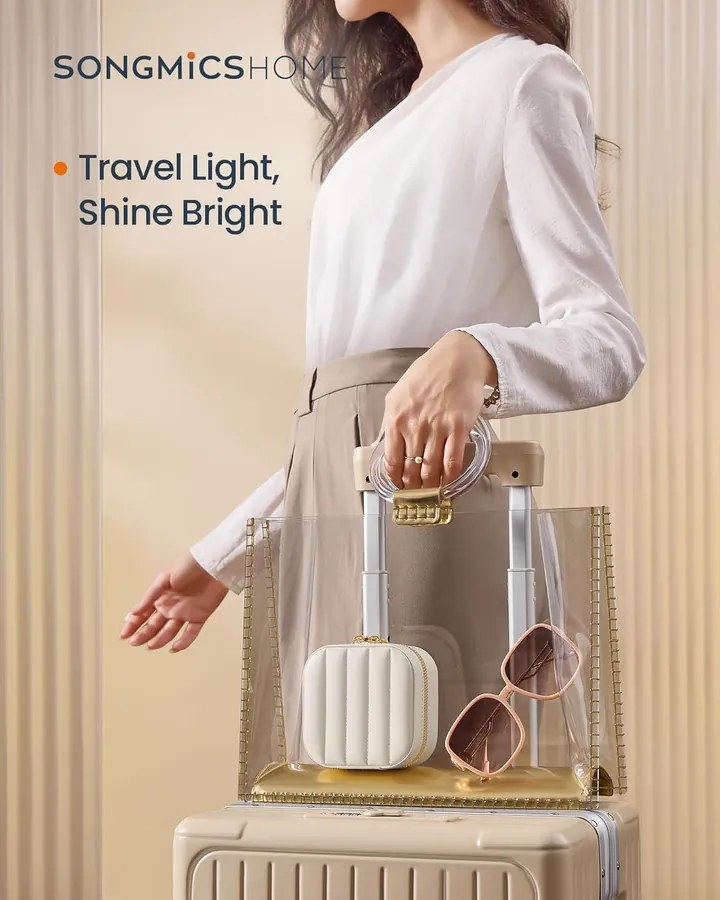 Utazó ékszertok, kis ékszerdoboz-rendező tükörrel, 10,5 x 6 x 10,5 cm,felhő fehér