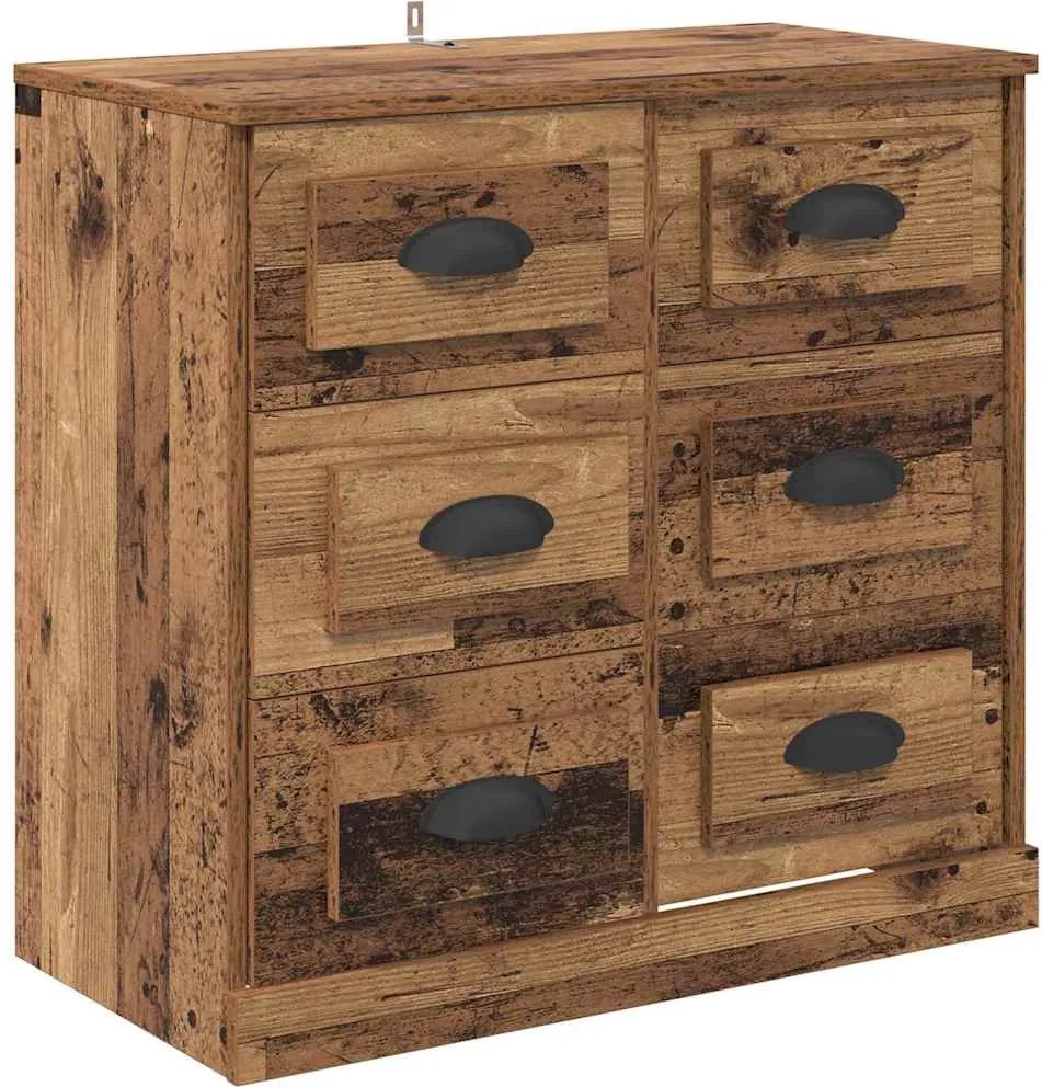 vidaXL Széf fiókkal Öreg fa 70 x 35,5 x 67,5 cm Faanyag