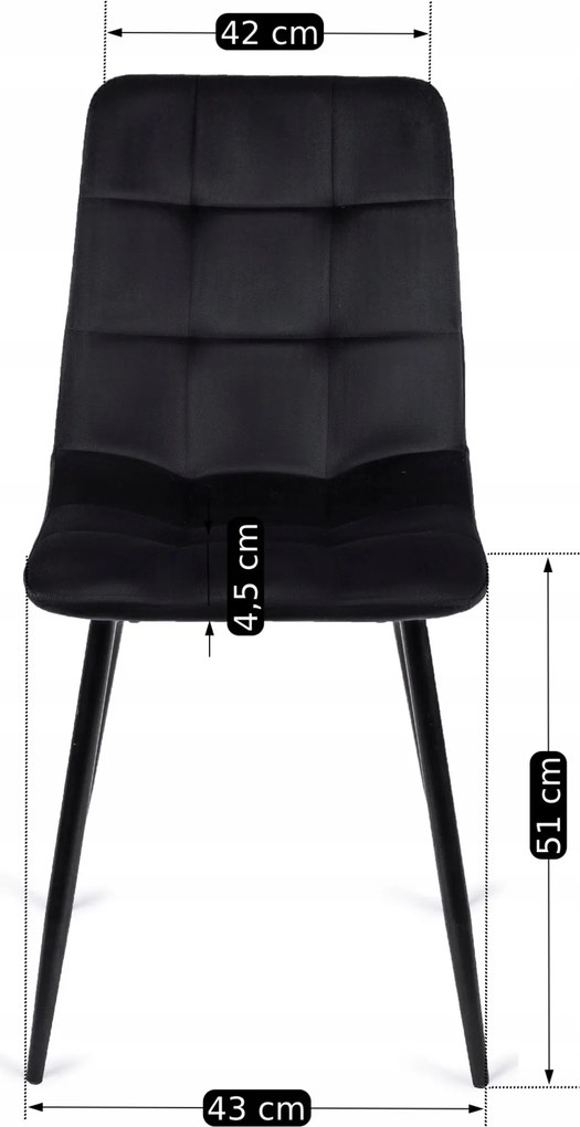 Szék fekete színben, bársony kárpittal PERU
