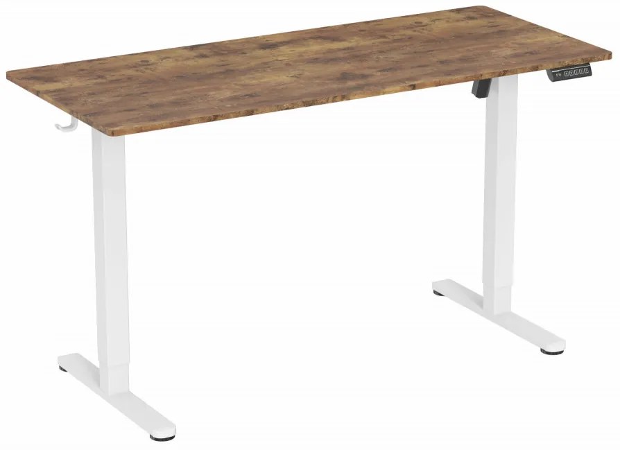 Elektromosan állítható magasságú íróasztal - 140x60cm rusztikus barna ülő-/állómunkához - LVN System Lite LV1717
