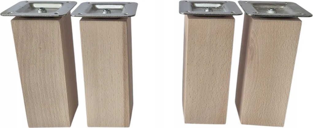 Bükkfa lábak Négyzet magasság 18 cm rögzítővel 4 db-os szett