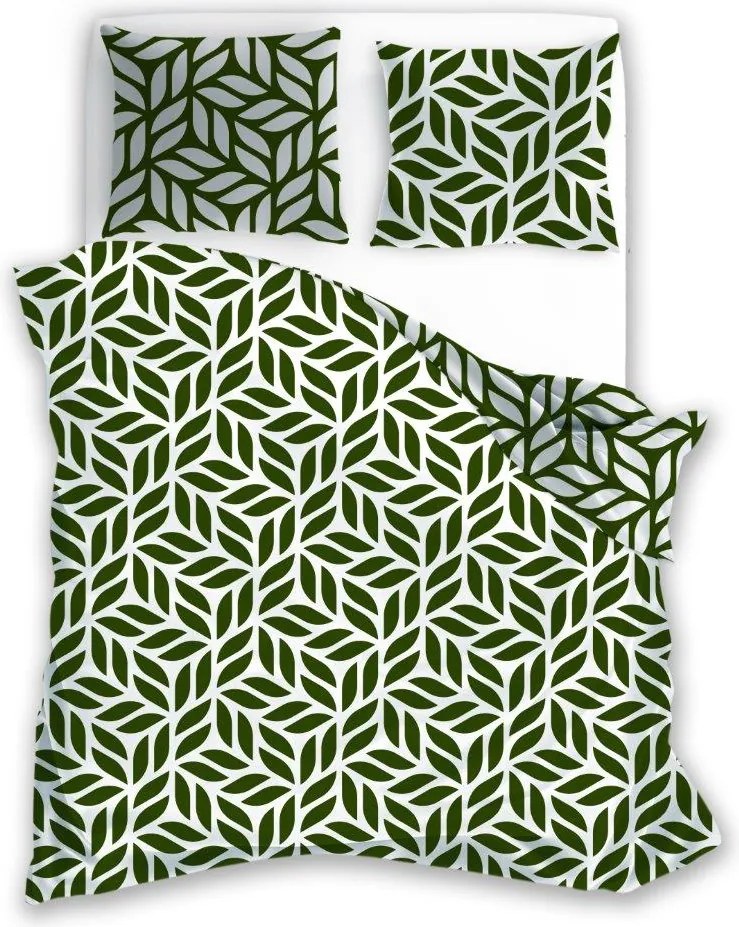 Finom És Kellemes Tapintású Zöld Ágyneműhuzat Levelek Modern 160x200
