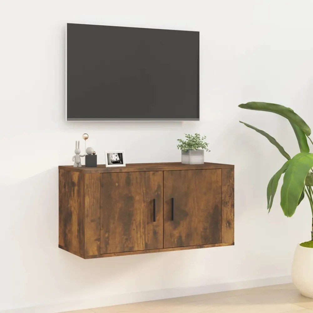 füstös tölgy színű fali TV-szekrény 80 x 34,5 x 40 cm