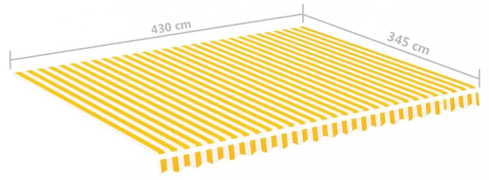 sárga és fehér csere napellenző ponyva 4,5 x 3,5 m