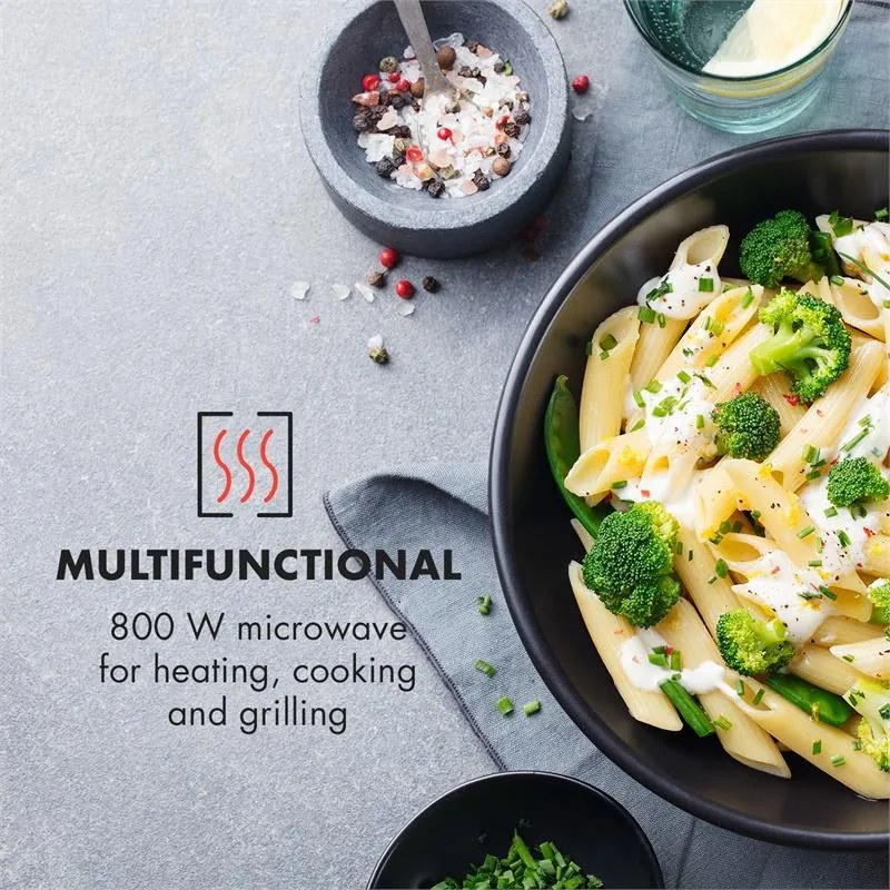 Klarstein Fine Dinesty, 2 az 1-ben mikrohullámú sütő, 23 l, 800 W, grill: 1000 W, retró, 12 program, piros