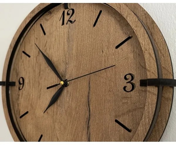 Li-Go 23628/DUB3 - Falióra LED/1xAA átmérő 32 cm világos tölgy/kerek