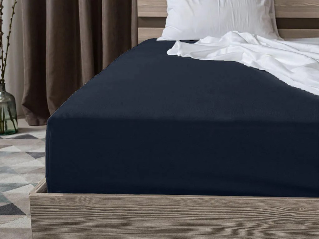 Jersey gumis lepedő lycrával tengerészkék 90 x 200 cm