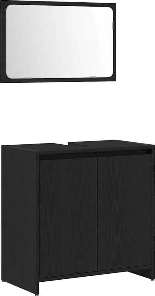 vidaXL Fürdőszoba Székény ajtóval Fekete tölgy 60 x 33 x 60 cm Faanyag