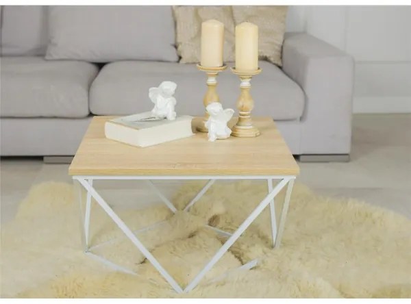 Kávésasztal CURVED 60x60 cm fehér/bézs