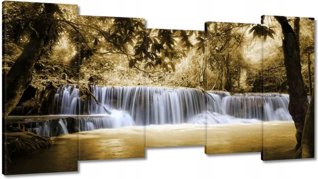 Vászonkép 150x80 Vízesés szépia színben