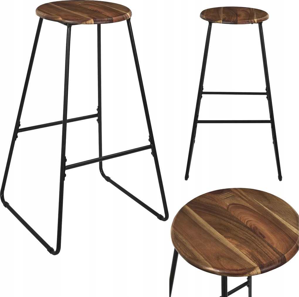 Bárszék fekete Soto bárszék akácfa fém Loft sziget