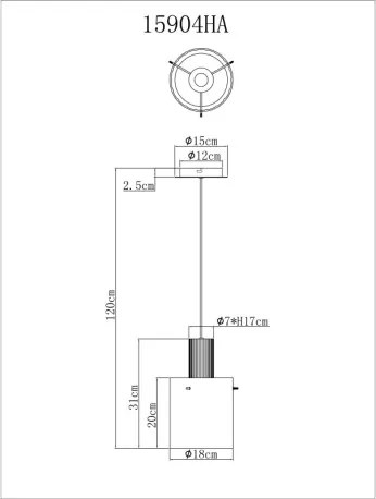 Globo 15904HA Függeszték fém szürke sötét, borostyán színű, barázdált üveg, kábel textil fekete, magassága rövidíthető, ø: 180mm, M: 1200mm, 1x E27 40W 230V izzó nélkül