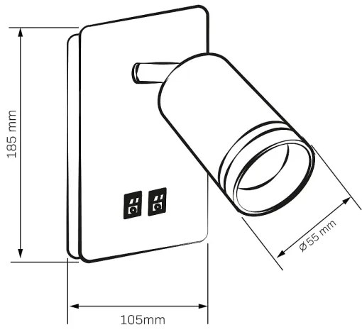 LED Fali spotlámpa PARIS 1xGU10/10W/230V + LED/6W/230V fehér