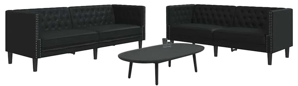 Kanapé Szett 2 pcs Fekete 194 x 74.5 x 70.5 cm Műbőr