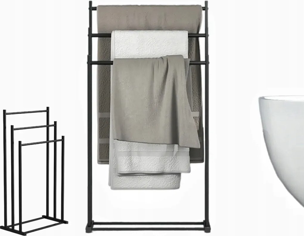 Loft Állvány Fém Törölközőtartó Állvány Fekete Állvány