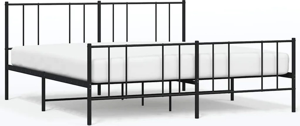 vidaXL fekete fém ágykeret fej- és lábtámlával 183 x 213 cm