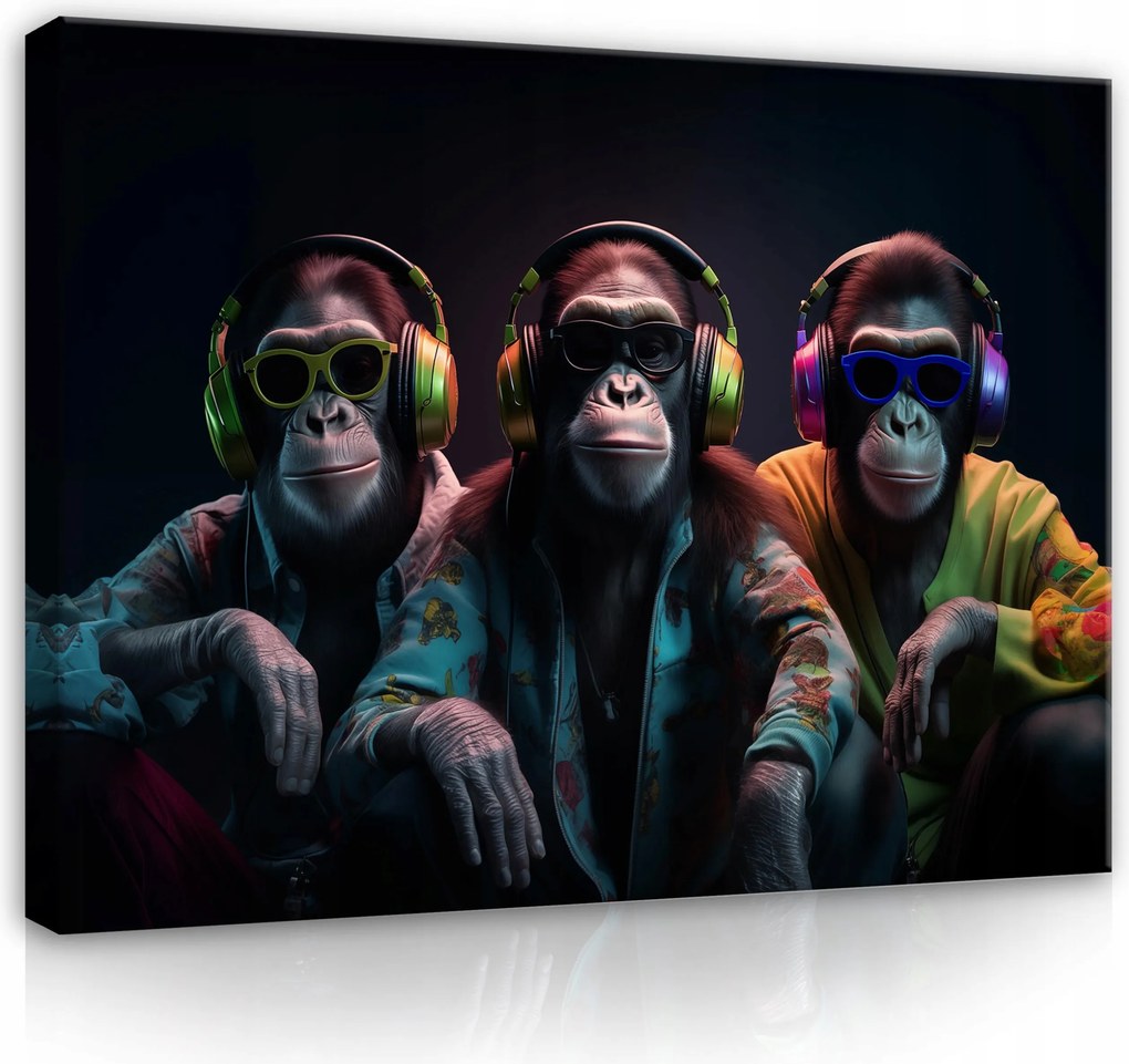 Vászonkép Majmok Zene Absztrakt Modern Vászon Fal Nappali 120x80