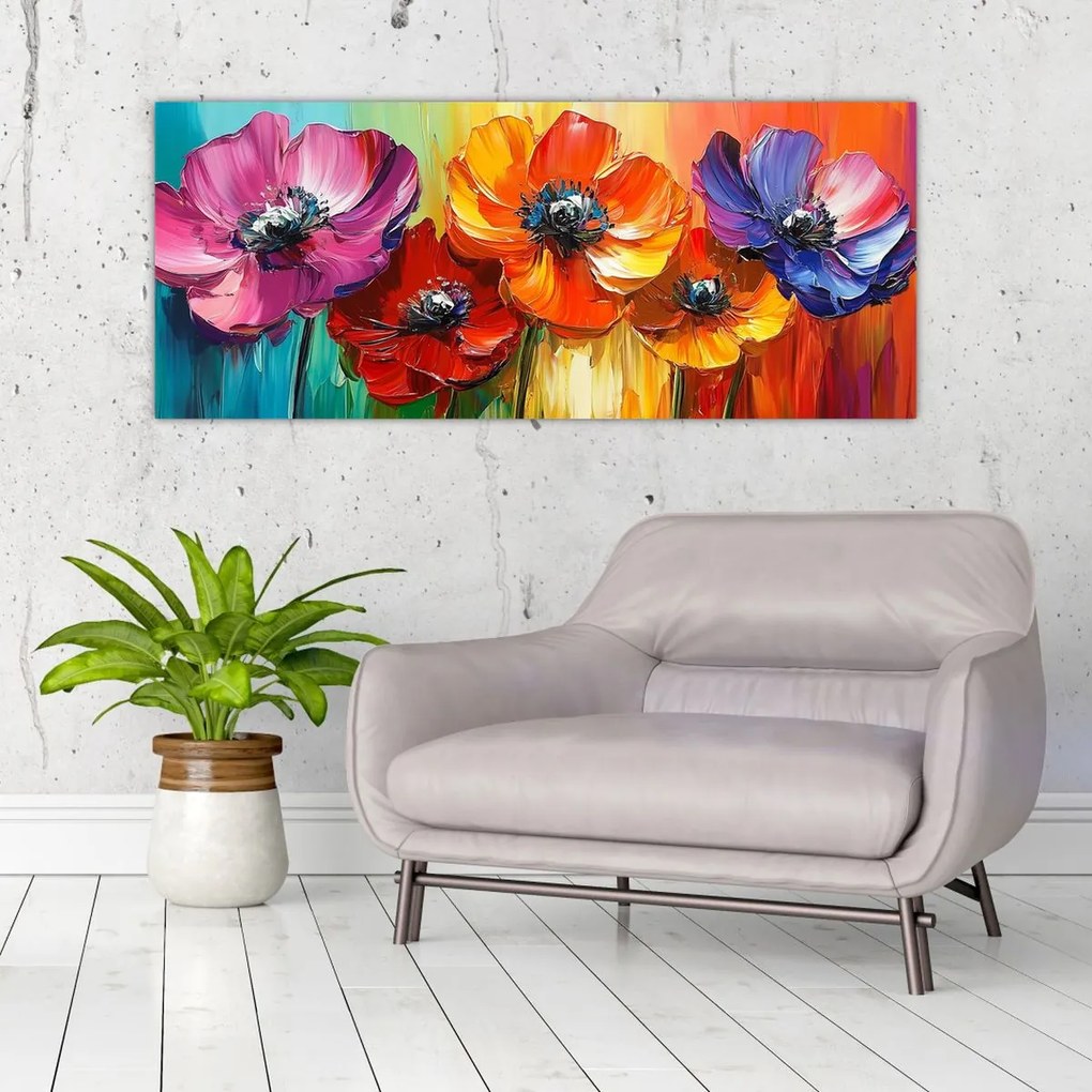 Kép - Öt színes virág (120x50 cm)