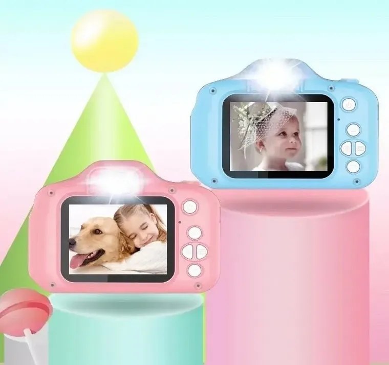 Dětský digitální fotoaparát se silikonovým obalem v podobě kočičky - rózsaszín